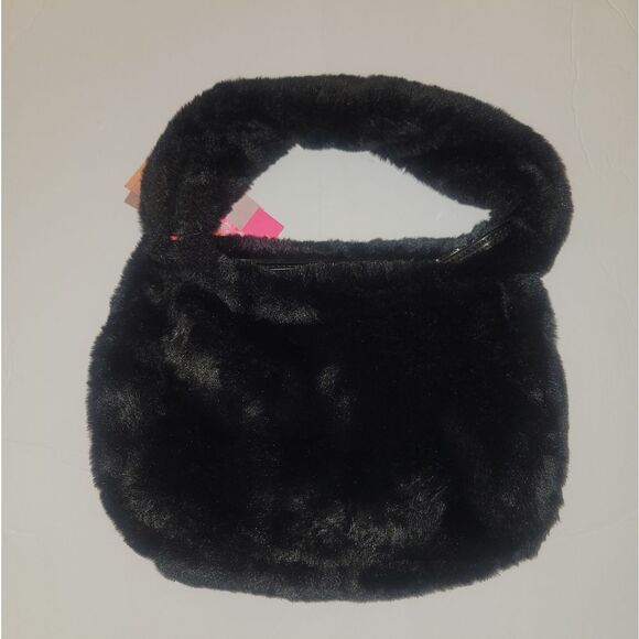 🆕️👜PARIS HILTON BLK FUR FOREVER FUR BAGUETTE  Shoulder Bag - Picture 2 of 8